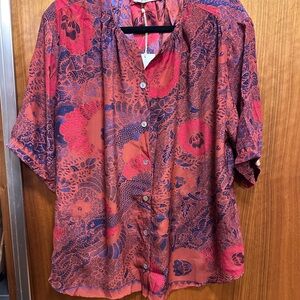 Natalie Martin Red and Blue Floral Blouse